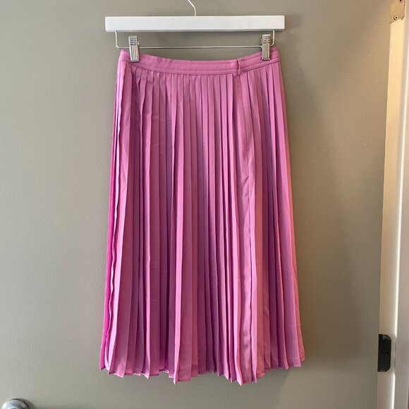 NWOT J.Crew Pleated Midi Skirt Petunia Pink Size 0 Petite - Picture 3 of 4
